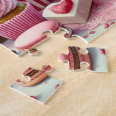 Valentinstag-Dessert-Herz-Kekse & Cupcakes-Tisch Puzzle (Seite)