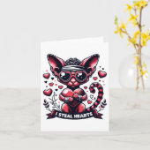 Valentinstag Devon Rex Cat I Steal Hearts Karte (Gelbe Blume)