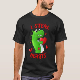 Valentinstag Dinosaur I Steal Hearts Kinder Liebe T-Shirt