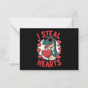 Valentinstag Dinosaur I Steal Hearts Liebe T rex Mitteilungskarte