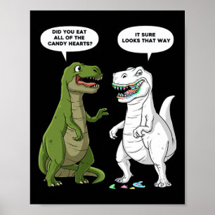 Valentinstag Dinosaur T Rex Fun Hearts Girls Boy Poster