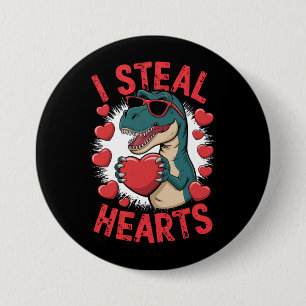 Valentinstag Dinosaurier Ich stehle Herzen Liebe T Button