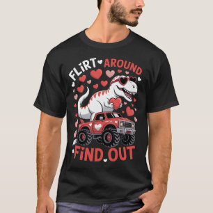 Valentinstag-Dinosaurier-Monstertruck Flirtet heru T-Shirt