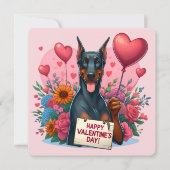 Valentinstag - Doberman 1 - Karte (Vorderseite)