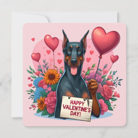 Valentinstag - Doberman 1 - Karte (Vorderseite)