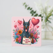 Valentinstag - Doberman 1 - Karte (Stehend Vorderseite)