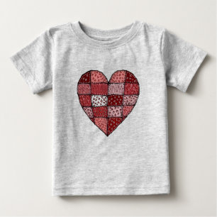 Valentinstag-Doodle-Art-Style-Patchwork-Herz Baby T-shirt
