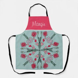 Valentinstag Doodle Hearts Blumenbeere Minze Rosa Schürze