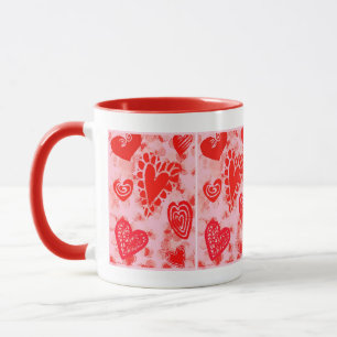 Valentinstag-Doodle-Herzen - Trinktasse Tasse