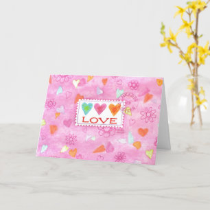 Valentinstag Drei Herzen Liebe Briefmarke Karte