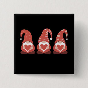 Valentinstag Drei niedliche Gnome halten Herz Button