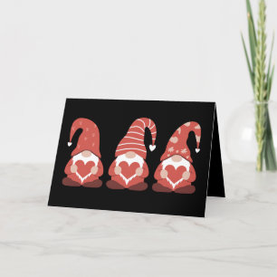 Valentinstag Drei niedliche Gnome halten Herz Dankeskarte