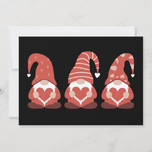 Valentinstag Drei niedliche Gnome halten Herz Einladung