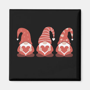 Valentinstag Drei niedliche Gnome halten Herz Magnet