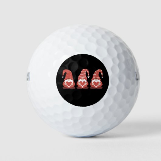 Valentinstag Drei Niedliche Gnomen, die Herz halte Golfball (Vorderseite)