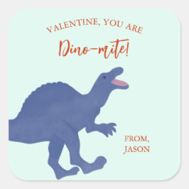 Valentinstag Du bist ein Dino-mite Dinosaurier Quadratischer Aufkleber