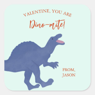 Valentinstag Du bist ein Dino-mite Dinosaurier Quadratischer Aufkleber