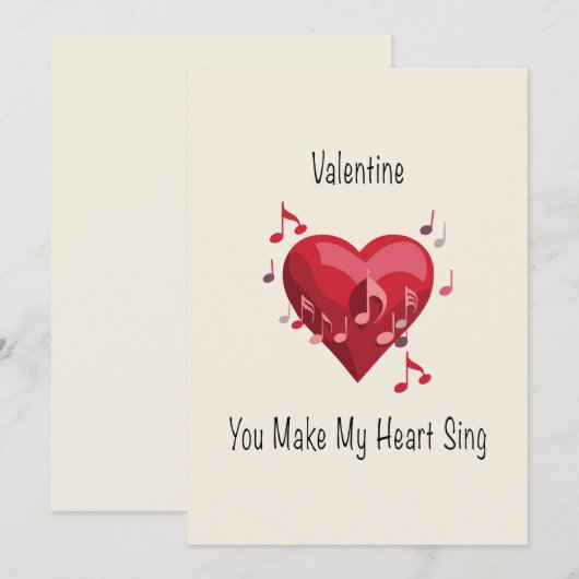 Valentinstag, du lässt mein Herz singen Postkarte (Vorne/Hinten)