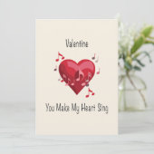 Valentinstag, du lässt mein Herz singen Postkarte (Stehend Vorderseite)
