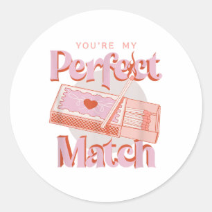 Valentinstag Du meine perfekte Match Spark Flamme Runder Aufkleber