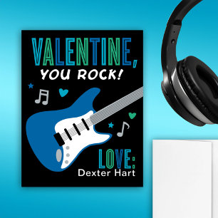 Valentinstag Du rockst blaue Gitarre Kinder Valent Feiertagskarte