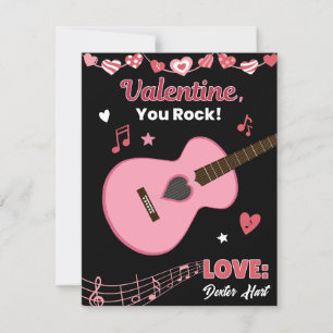 Valentinstag Du rockst Gitarre Kinder Klassenzimme Mitteilungskarte