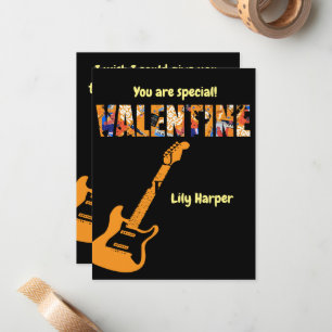 Valentinstag Du rockst rote Gitarre Kinder Valenti Mitteilungskarte