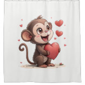 Valentinstag Duschvorhang, Affe rotes Herz Duschvorhang (Vorderseite)
