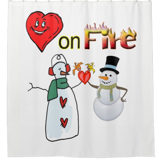 Valentinstag Duschvorhang, Feuerwehrschneemann Duschvorhang (Vorderseite)