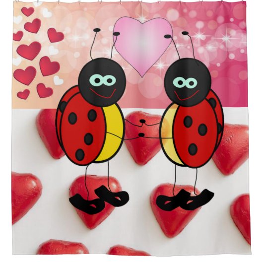 Valentinstag Duschvorhang, Ladybug Duschvorhang (Vorderseite)