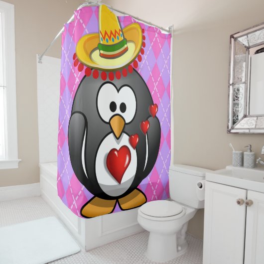 Valentinstag Duschvorhang, Pinguin Duschvorhang (Beispiel)