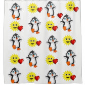 Valentinstag Duschvorhang, Pinguin Duschvorhang (Vorderseite)