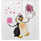 Valentinstag Duschvorhang, Pinguin Duschvorhang (Vorderseite)
