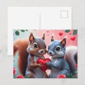 Valentinstag-Eichhörnchen mit Herz Feiertagspostkarte (Vorne/Hinten)