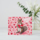 Valentinstag Eichhörnchen mit Herz Feiertagspostkarte (Stehend Vorderseite)