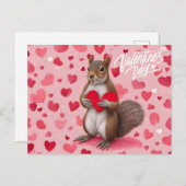 Valentinstag Eichhörnchen mit Herz Feiertagspostkarte (Vorne/Hinten)