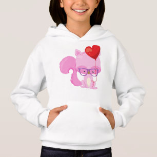 Valentinstag Eichhörnchen, rosa Eichhörnchen, Bril Hoodie