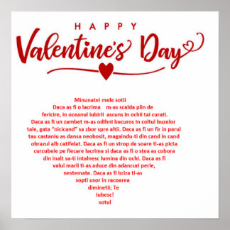 Valentinstag, ein rumänisches Gedicht, herzförmig Poster