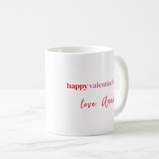 Valentinstag Einfache Liebe Kalligraphie Custom Kaffeetasse (VorderseiteRechts)