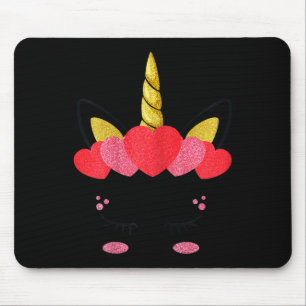 Valentinstag Einhorn Face Hört Niedliche Girls Kin Mousepad