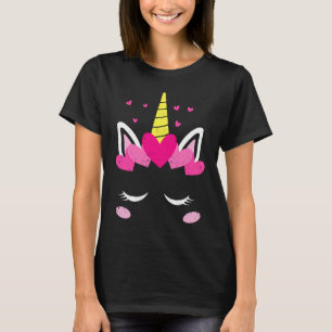 Valentinstag Einhorn Gesicht Hört Niedlich Matchin T-Shirt
