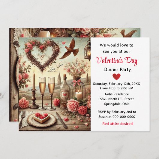 Valentinstag Einladung (Vorne/Hinten)