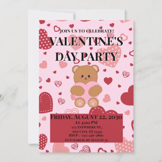 Valentinstag Einladung (Vorderseite)