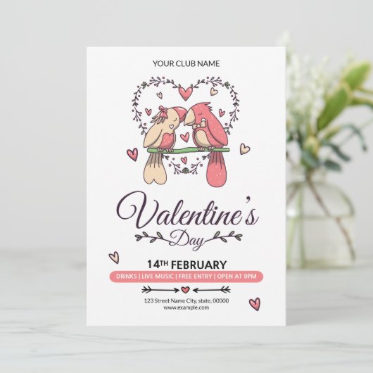 Valentinstag Einladung Flyer (Stehend Vorderseite)