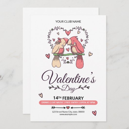 Valentinstag Einladung Flyer (Vorne/Hinten)