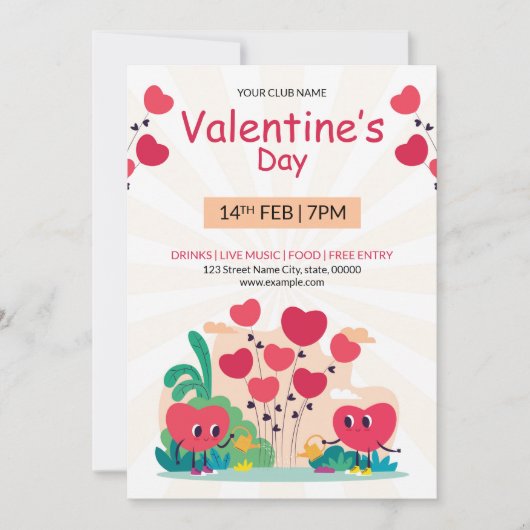 Valentinstag Einladung Flyer (Vorderseite)