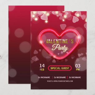 Valentinstag-Einladung zu einer Party mit rosa Lic Einladung