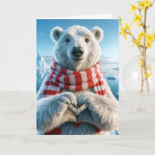 Valentinstag-Eisbär mit Herzpfoten Karte (Gelbe Blume)
