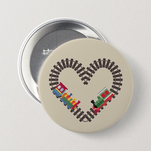 Valentinstag Eisenbahn Herz Button (Vorne & Hinten)