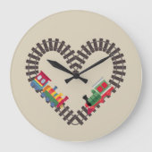 Valentinstag Eisenbahn Herz Große Wanduhr (Vorderseite)